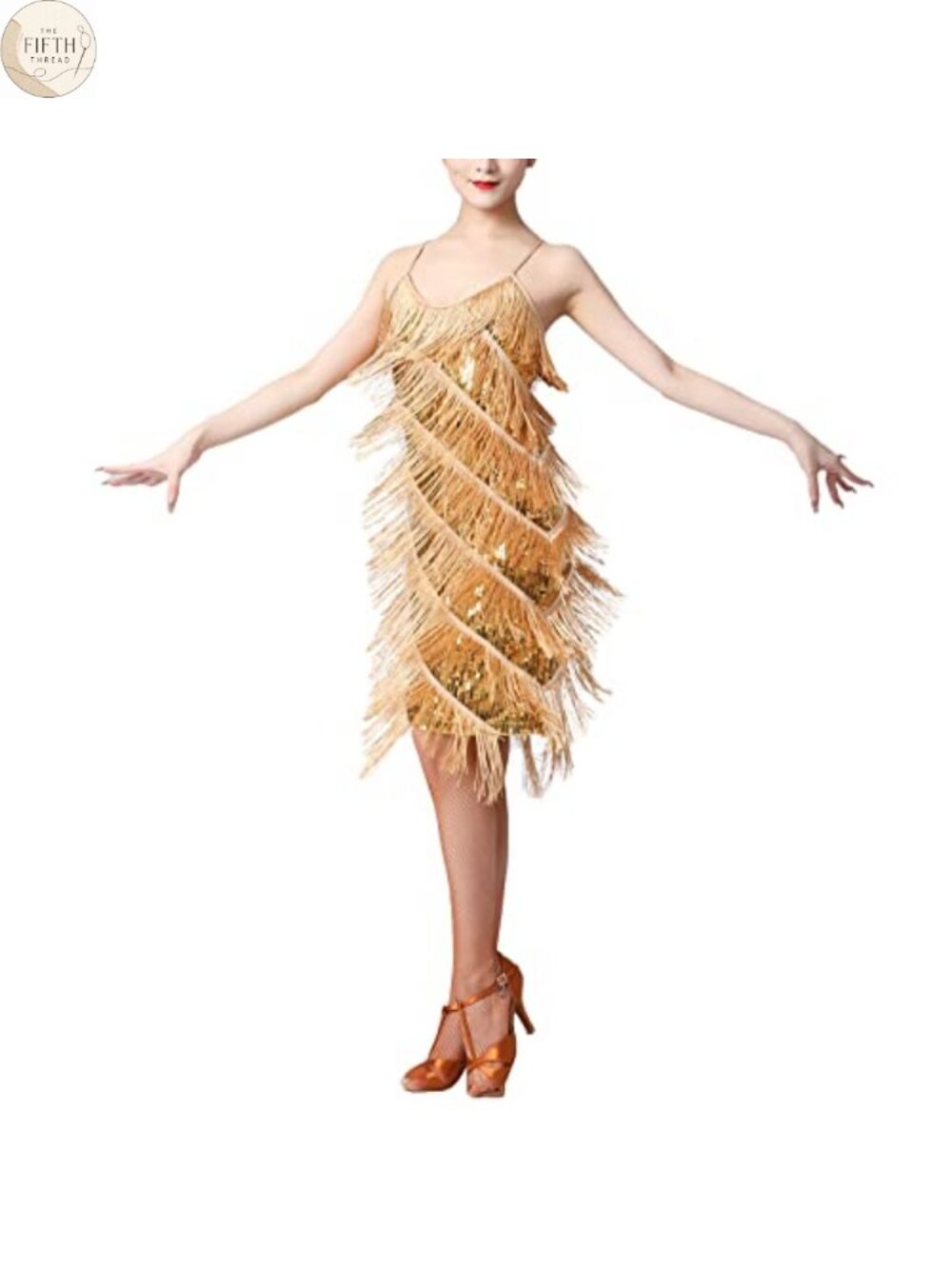 Sequin Tassel Fringe Flapper Dress Gatsby Cocktail Latin Dance Dress